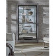 Pemberly Row Sliding Door Glass Curio Cabinet in Medium Brown