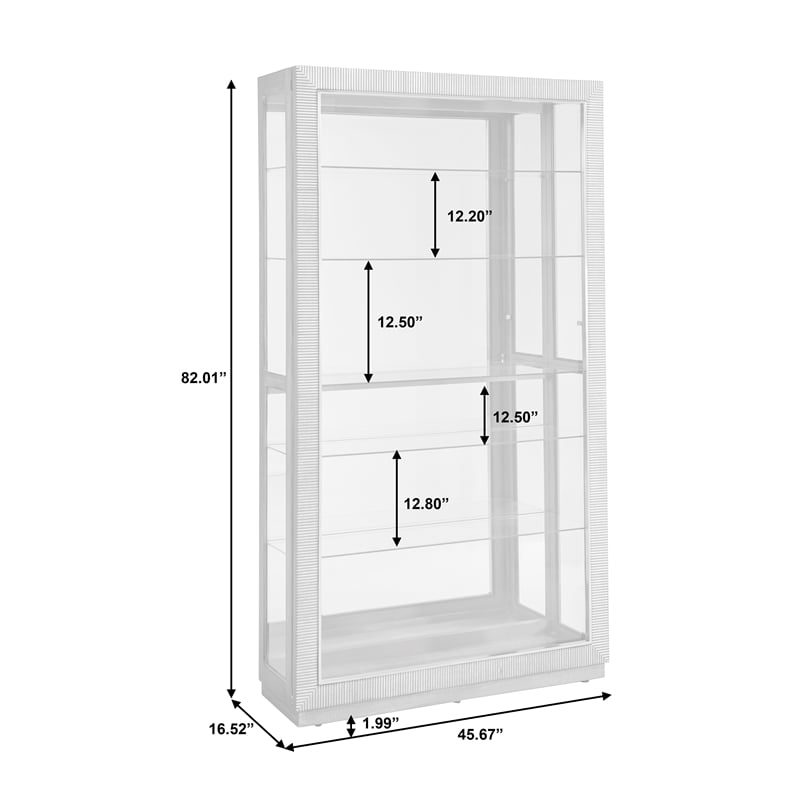 Pemberly Row Sliding Door Glass Curio Cabinet in Medium Brown