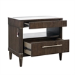 Pemberly Row Bachelor's Chest with Glass Top in Piano Brown Wood