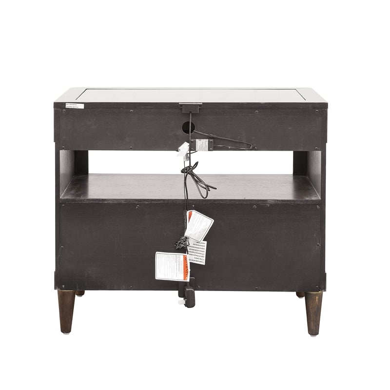 Pemberly Row Bachelor's Chest with Glass Top in Piano Brown Wood