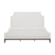 Pemberly Row Queen Upholstered Bed in White Fabric with Wood Base
