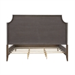Pemberly Row Queen Upholstered Bed in White Fabric with Wood Base