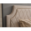 Pemberly Row Queen Upholstered Bed in White Fabric with Wood Base