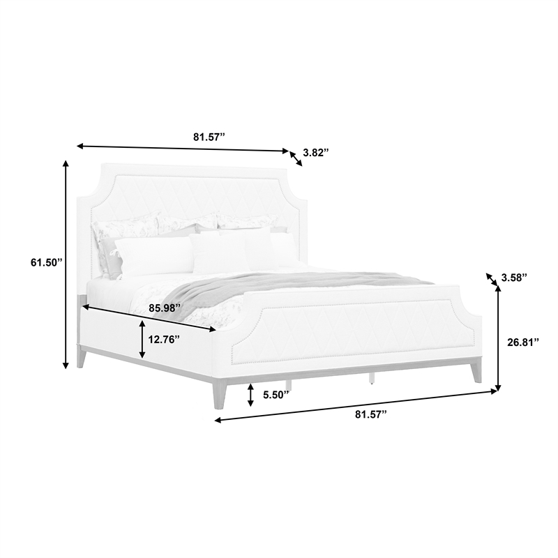 Pemberly Row California King Upholstered Bed in White Cloud Fabric