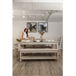 Pemberly Row Traditional Wood Dining Bench with Lower Shelf in White Finish
