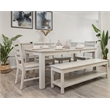 Pemberly Row Traditional Wood Dining Bench with Lower Shelf in White Finish