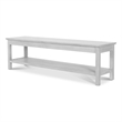 Pemberly Row Traditional Wood Dining Bench with Lower Shelf in White Finish