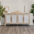 Pemberly Row 4-Door Credenza in Coastal White with Water Hyacinth Accents