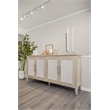 Pemberly Row 4-Door Credenza in Coastal White with Water Hyacinth Accents