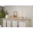 Pemberly Row 4-Door Credenza in Coastal White with Water Hyacinth Accents