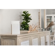 Pemberly Row 4-Door Credenza in Coastal White with Water Hyacinth Accents