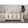 Pemberly Row 4-Door Credenza in Coastal White with Water Hyacinth Accents
