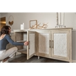 Pemberly Row 4-Door Credenza in Coastal White with Water Hyacinth Accents