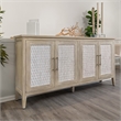 Pemberly Row 4-Door Credenza in Coastal White with Water Hyacinth Accents