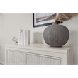 Pemberly Row 2-Door Bunching Credenza in White Wood with Grass Cloth Fronts