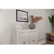 Pemberly Row 2-Door Bunching Credenza in White Wood with Grass Cloth Fronts