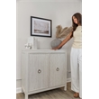Pemberly Row 2-Door Bunching Credenza in White Wood with Grass Cloth Fronts