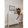Pemberly Row 2-Door Bunching Credenza in White Wood with Grass Cloth Fronts