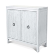 Pemberly Row 2-Door Bunching Credenza in White Wood with Grass Cloth Fronts