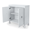 Pemberly Row 2-Door Bunching Credenza in White Wood with Grass Cloth Fronts