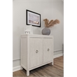 Pemberly Row 2-Door Bunching Credenza in White Wood with Grass Cloth Fronts