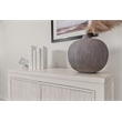 Pemberly Row 2-Door Bunching Credenza in White Wood with Grass Cloth Fronts