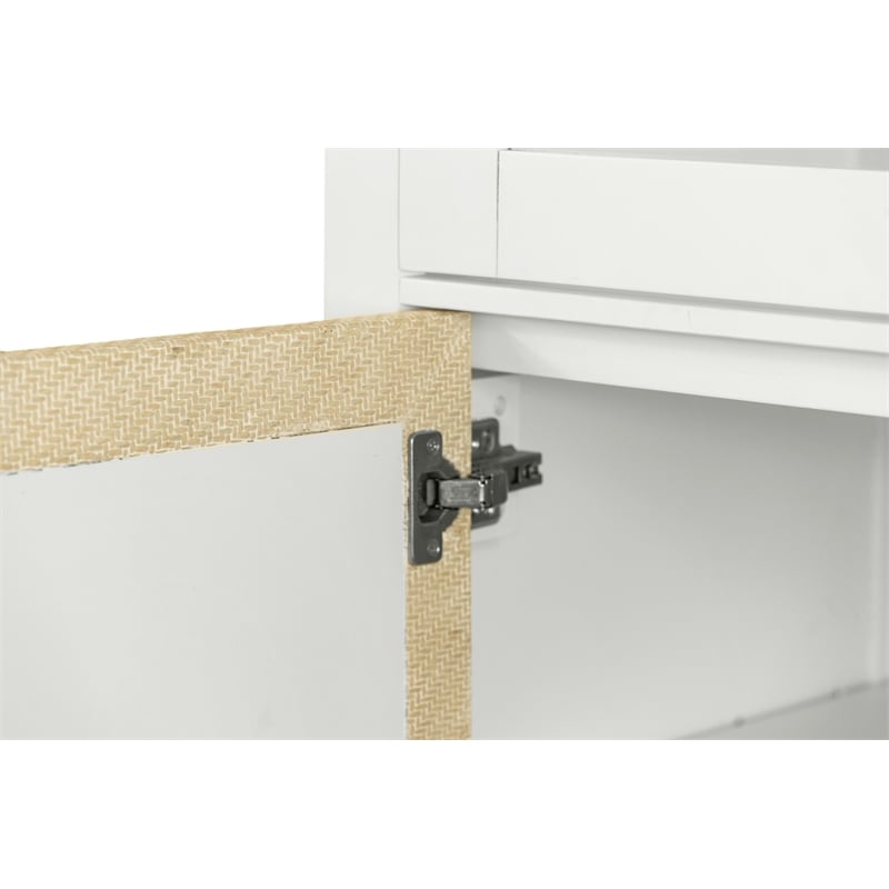 Pemberly Row White Curio Cabinet with Touch Lighting and Hardwood