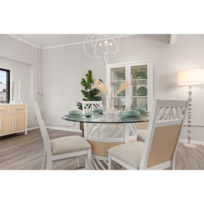 Pemberly Row White Curio Cabinet with Touch Lighting and Hardwood