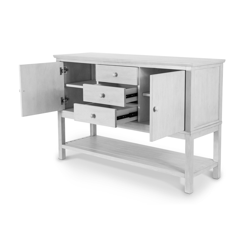 Pemberly Row 2-Door 3-Drawer Spruce Wood Credenza in White Finish