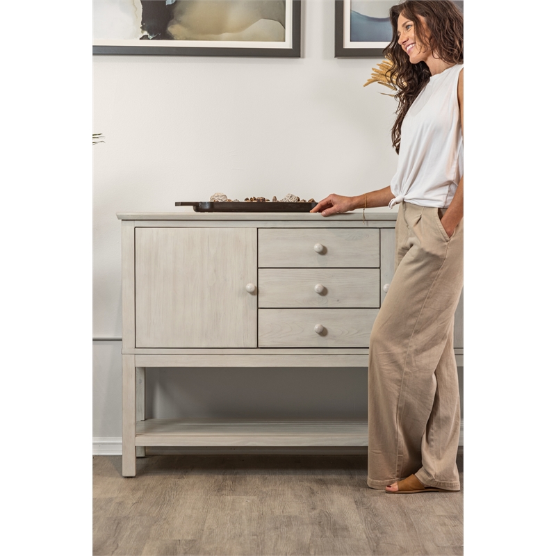 Pemberly Row 2-Door 3-Drawer Spruce Wood Credenza in White Finish