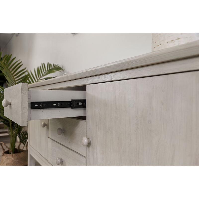 Pemberly Row 2-Door 3-Drawer Spruce Wood Credenza in White Finish