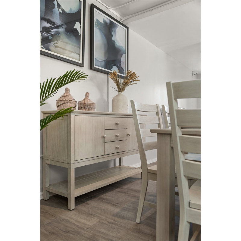 Pemberly Row 2-Door 3-Drawer Spruce Wood Credenza in White Finish