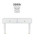 Pemberly Row Geo Texture Console Table with Gold Hardware in Glossy White