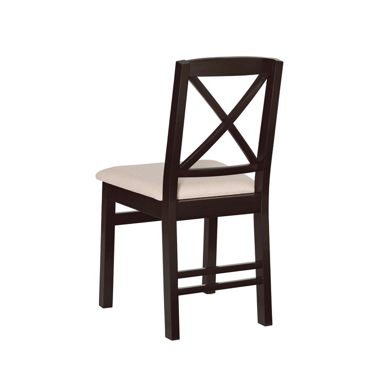 Pemberly Row 3-Piece Drop-Leaf Dining Set in Black Wood with Upholstered Chairs