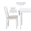 Pemberly Row 3-Piece Drop-Leaf Dining Set in White Wood with Upholstered Chairs