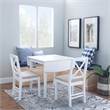 Pemberly Row 3-Piece Drop-Leaf Dining Set in White Wood with Upholstered Chairs