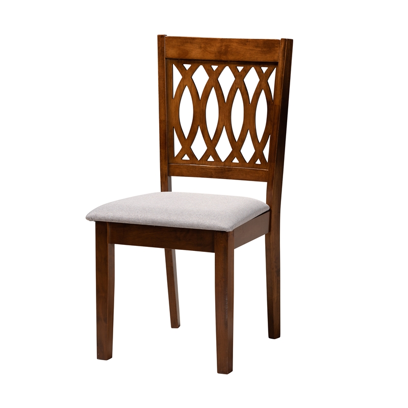 Pemberly Row Florencia Grey Fabric and Walnut Brown Wood 7-Piece Dining Set