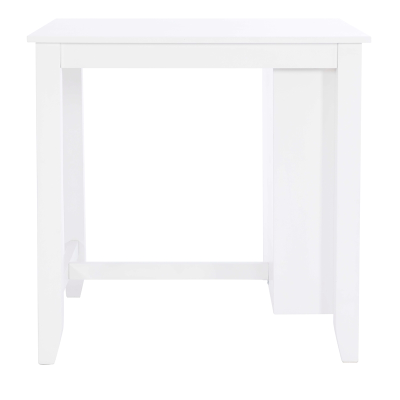 Pemberly Row Counter Height Wood Table with 3 Shelves in White Finish