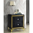 Pemberly Row Velvet Nightstand with Gold Legs in Black