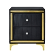 Pemberly Row Velvet Nightstand with Gold Legs in Black