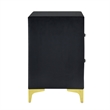 Pemberly Row Velvet Nightstand with Gold Legs in Black