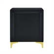 Pemberly Row Velvet Nightstand with Gold Legs in Black