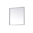 Pemberly Row Square Metal/Wood Vanity Mirror with Sleek Metal Frame in Silver