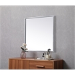 Pemberly Row Square Metal/Wood Vanity Mirror with Sleek Metal Frame in Silver