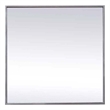 Pemberly Row Square Metal/Wood Vanity Mirror with Sleek Metal Frame in Silver