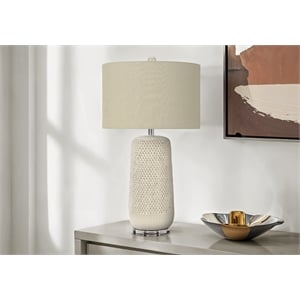 Pemberly Row 31&quot Table Lamp in Cream Ceramic with Beige Shade