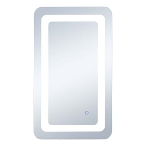 Pemberly Row 30x27&quot Rectangle LED Mirror with Touch Sensor in White