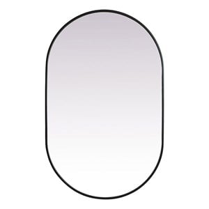 Pemberly Row Asha 30x48&quot Oval Metal Wall-Mounted Mirror in Black