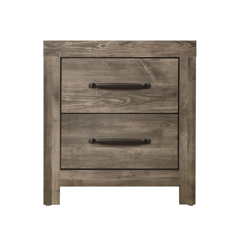 Pemberly Row Misty Lodge 2-Drawer Wood Nightstand in Greige Finish