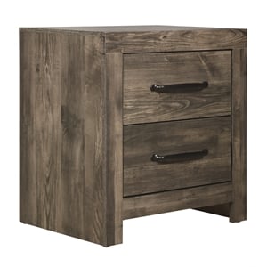 Pemberly Row Misty Lodge 2-Drawer Wood Nightstand in Greige Finish